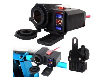 cze pl Zasuvka zapalovace cigaret voltmetr pro motocykl 2x usb 3461 1