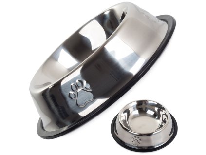 cze pl Kovova miska pro psa kocku stribrna na gume 1 3l 1288 6