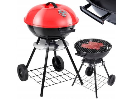 Zahradní gril na dřevěné uhlí, na brikety, kulaté víko, uzamykatelný