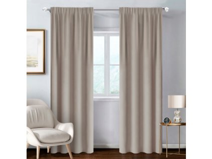 Hotový zatemňovací závěs BASIC béžový, řasící stuha 140 × 250 cm