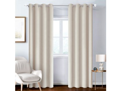 Hotový zatemňovací závěs BASIC krémový, kroužky 140 × 260 cm