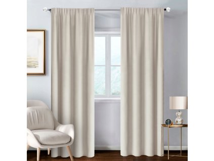 Hotový zatemňovací závěs BASIC krémový, řasící páska - 140 × 250 cm