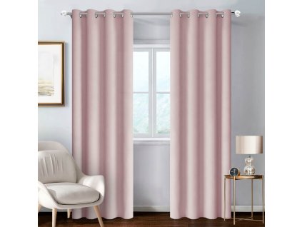 Hotový zatemňovací závěs BASIC růžový, kroužky – 140 × 260 cm