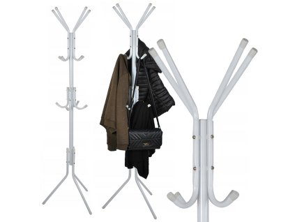 Stojací věšák na oblečení – bílý, kovový