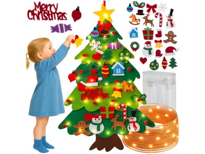 Plstěný vánoční stromeček s LED diodami