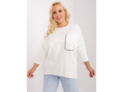Ecru plus size blouse with round neckline (Barva ecru, Velikost ONE SIZE)