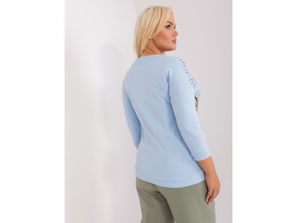 Light blue plus size women's blouse with print (Barva light blue, Velikost ONE SIZE)
