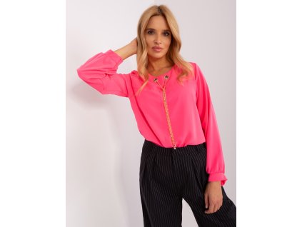 Fluo Pink Long Sleeve Formal Blouse (Barva fluo pink, Velikost ONE SIZE)