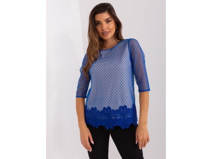 Dark blue formal blouse with 3/4 sleeves (Barva dark blue, Velikost 36)