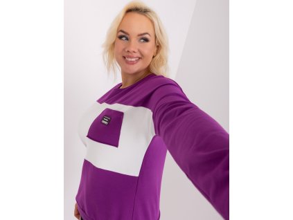 Purple-ecru plus size women's blouse with patch (Barva violet, Velikost ONE SIZE)