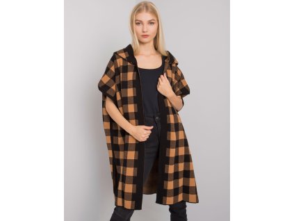 Black and Camel Lovington Hooded Cardigan (Barva camel, Velikost ONE SIZE)