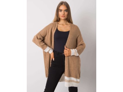 Camel knitted cardigan Lucca OCH BELLA (Barva camel, Velikost ONE SIZE)