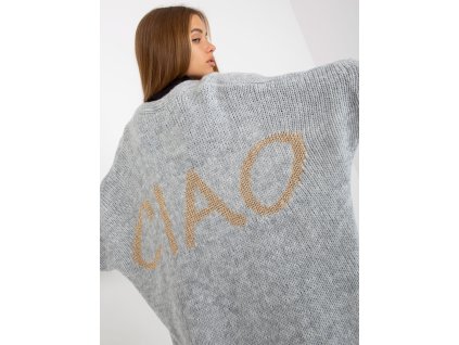 Grey loose cardigan with OCH BELLA wool (Barva gray, Velikost ONE SIZE)