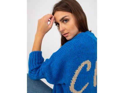 Dark blue women's cardigan with OCH BELLA wool (Barva dark blue, Velikost ONE SIZE)