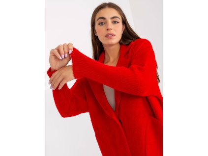 Red women's alpaca coat with Eveline wool (Barva red, Velikost ONE SIZE)