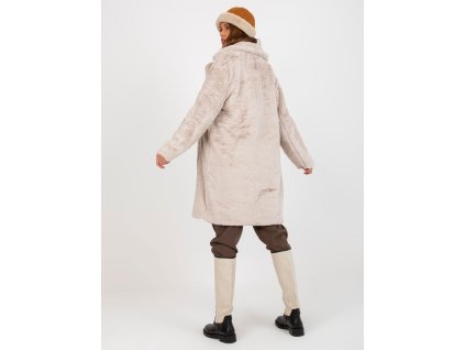 Hellbeiger Damen-Pelzmantel mit Kragen OCH BELLA (Barva light beige, Velikost ONE SIZE)