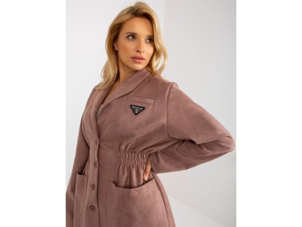Dirty pink short jacket coat with pockets (Barva dark pink, Velikost ONE SIZE)