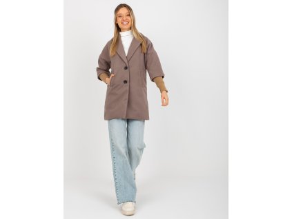 Brown women's coat with pockets OCH BELLA (Barva brown, Velikost S)