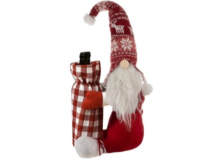 Vánoční skřítek s taškou na láhev - obal na láhev