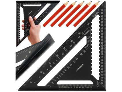 Tesařský úhelník 30x30cm + tužky