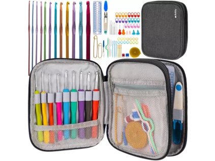 Sada na háčkování, háčky 2,0-8,0, doplňky