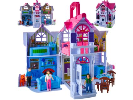 Skládací domeček pro panenky se 6 pokoji a nábytkem