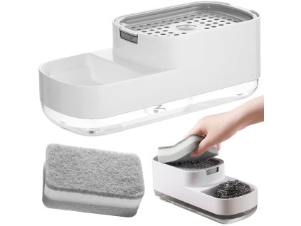 Dávkovač na tekutý prostředek na nádobí do kuchyňského dřezu dávkovač houbička (Velikost univerzální)