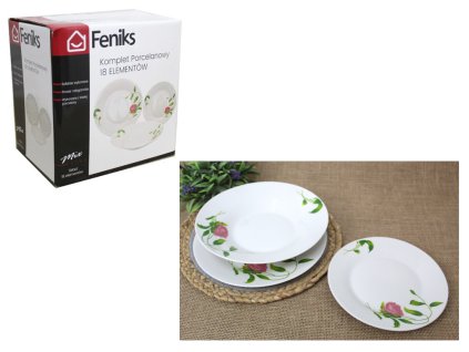 zestaw talerzy 18 el wzor roz 94791