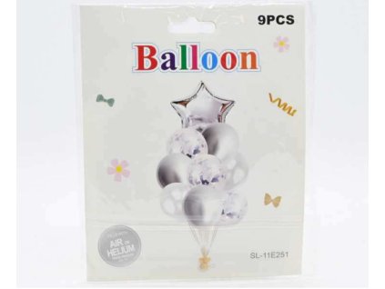 balony kpl 9 szt srebne sl 11 95751