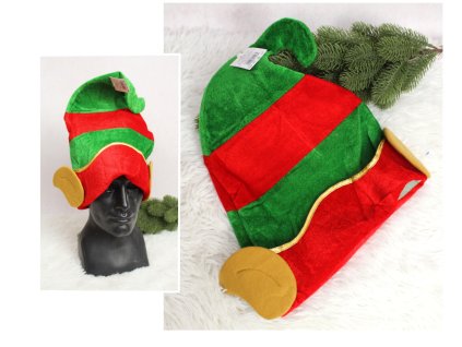 czapka elfa welurowa w pasy 112929