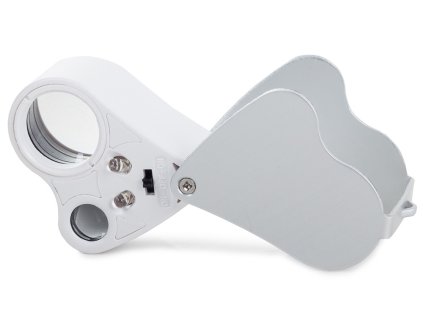 Kapesní skládací šperkařská lupa s LED diodami 2 x LED 30x - 22mm 60x - 12mm