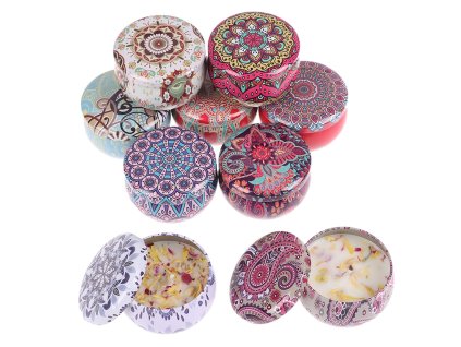 mainimage09 kinds of scented candles with flowers Tin Can Fragrance Handmade Scented Candle Natural Soy Wax