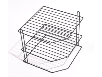 27271 dvoupatrova kovova rohova police 22x22x22 cm cerna