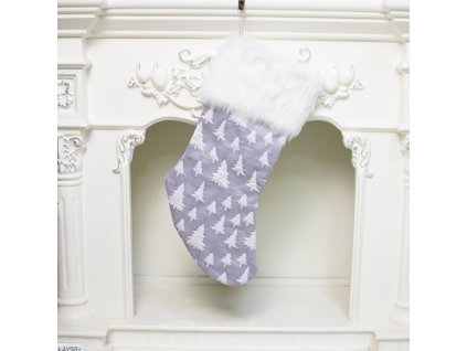 Mikulášská vánoční punčocha (45x26,5 cm) - ŠEDÁ