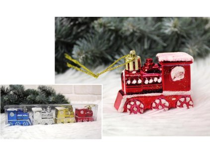 Vánoční ozdoba na stromeček - lokomotiva (4 ks)