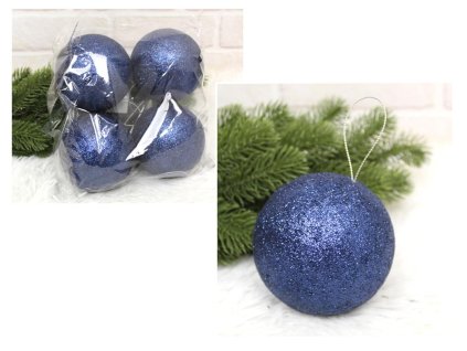 Vánoční ozdoba - 10 cm MODRÁ - sada 4 ks