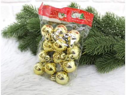 Vánoční ozdoba 3 cm ZLATÉ - sada 12 ks