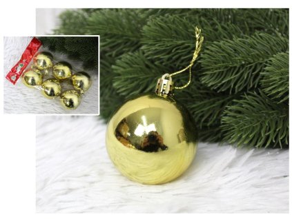 Vánoční ozdoba 4 cm ZLATÁ - sada 6 ks