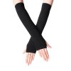 1 main 1 pair of soft elastic wrist knitted fingerless half finger wrist sleeves warm arm knitted gloves women winter long fingerless g