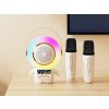 Bezdrátové karaoke s Bluetooth reproduktorem a 2 mikrofony – přenosný set s LED osvětlením