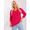 Red Plus Size V Neck Women's Blouse (Barva red, Velikost ONE SIZE)