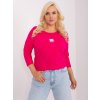 Fuchsia plus size women's blouse with ribbing (Barva fuchsia, Velikost ONE SIZE)