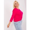 Fuchsia plus size women's blouse with ribbing (Barva fuchsia, Velikost ONE SIZE)