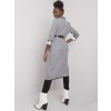 Grey melange coat with belt Annis (Barva gray, Velikost ONE SIZE)