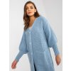 Light blue long cardigan with buttons OCH BELLA (Barva light blue, Velikost ONE SIZE)