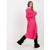 Pink loose cardigan with hood OCH BELLA (Barva fluo pink, Velikost ONE SIZE)