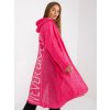 Pink loose cardigan with hood OCH BELLA (Barva fluo pink, Velikost ONE SIZE)