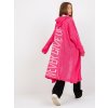 Pink loose cardigan with hood OCH BELLA (Barva fluo pink, Velikost ONE SIZE)