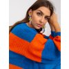 Blue and Orange Women's Striped Cardigan OCH BELLA (Barva Blue, Velikost ONE SIZE)