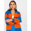 Blue and Orange Women's Striped Cardigan OCH BELLA (Barva Blue, Velikost ONE SIZE)